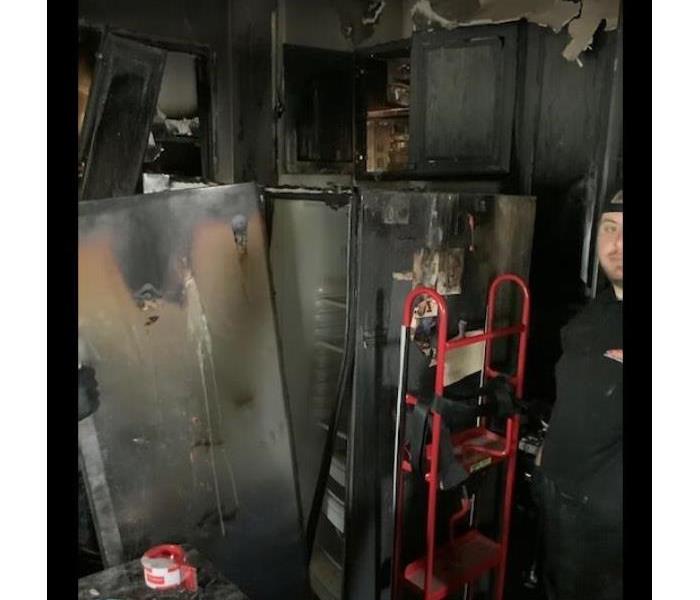 fire damaged kitchen in residential home