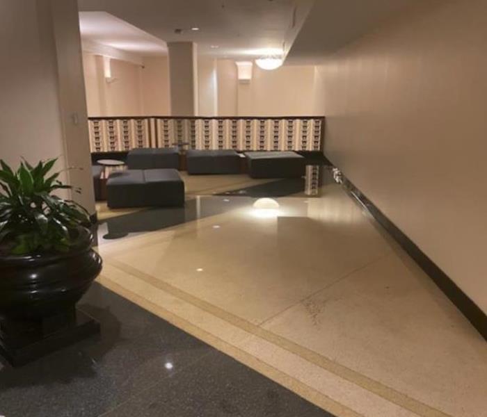 flooded lobby in building